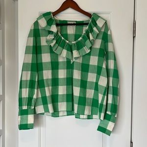 Mille green gingham blouse size S